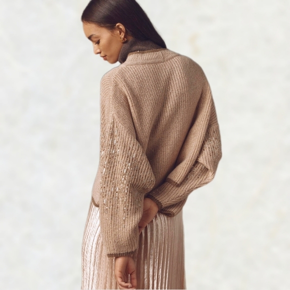 Blank Embellished Open Front Cardigan Cropped Sweater Batwing Sleeve Acorn - S/M - Picture 4 of 11